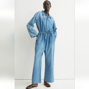 H&M oversize wide leg denim jumpsuit M
